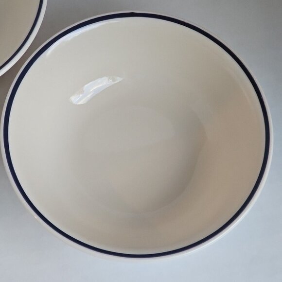 Corelle Soup Cereal Bowls navy blue stripe beige bowl  6.25” set of 2 Corning - Picture 5 of 11